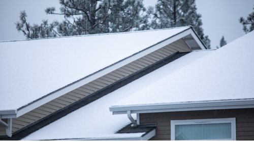 Ice and snow in gutters.